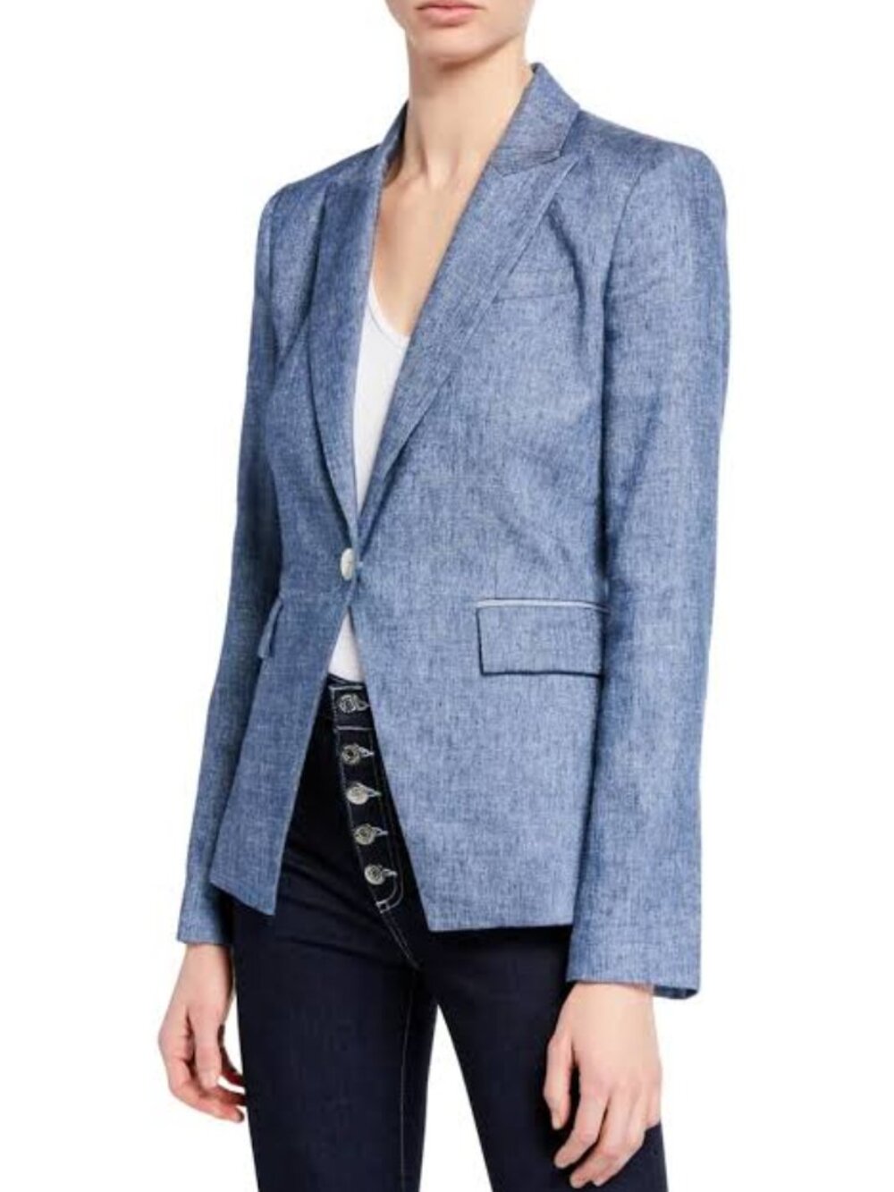Veronica Beard Athens Blue Metallic Linen Dickey Blazer